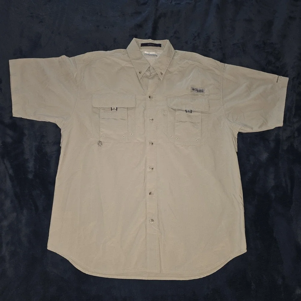 Columbia Men's‎ PFG Bahama Short Sleeve Shirt Gray Size M Medium